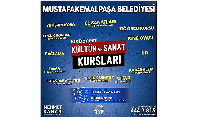 Mustafakemalpaşa’da kültür sanat kursları kış dönemi kayıtları başlıyor